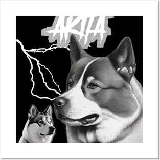 Akita Heavy Metal Dog Lover Posters and Art